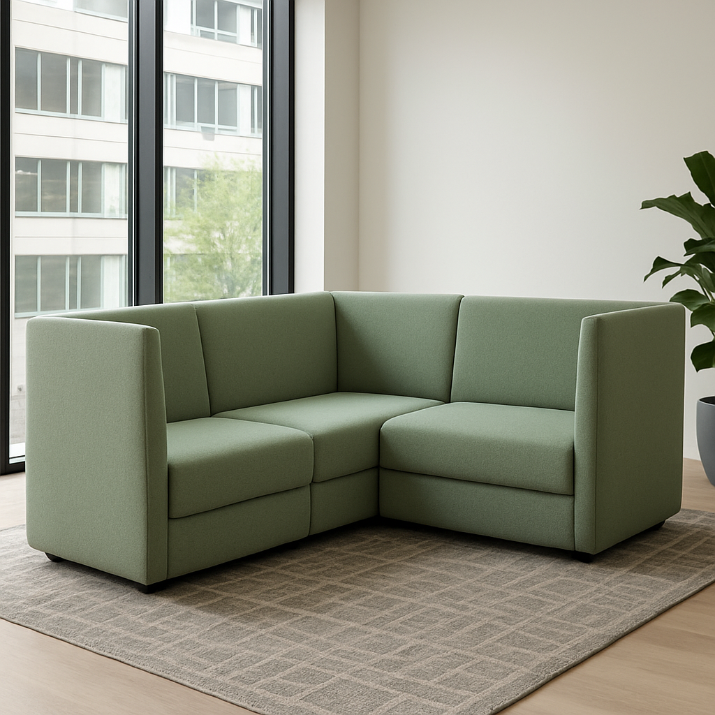 Modular lounge booth seating for collaborative common spaces